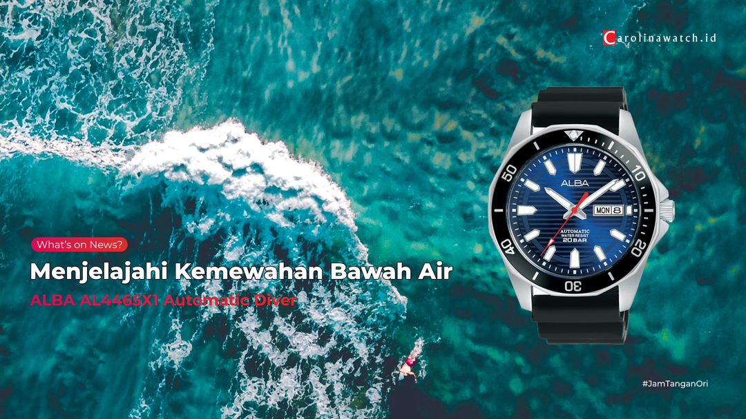 Menjelajahi Kemewahan Bawah Air dengan ALBA AL4465X1 Automatic Diver: Blue Pattern Dial dan Black Silicone Strap