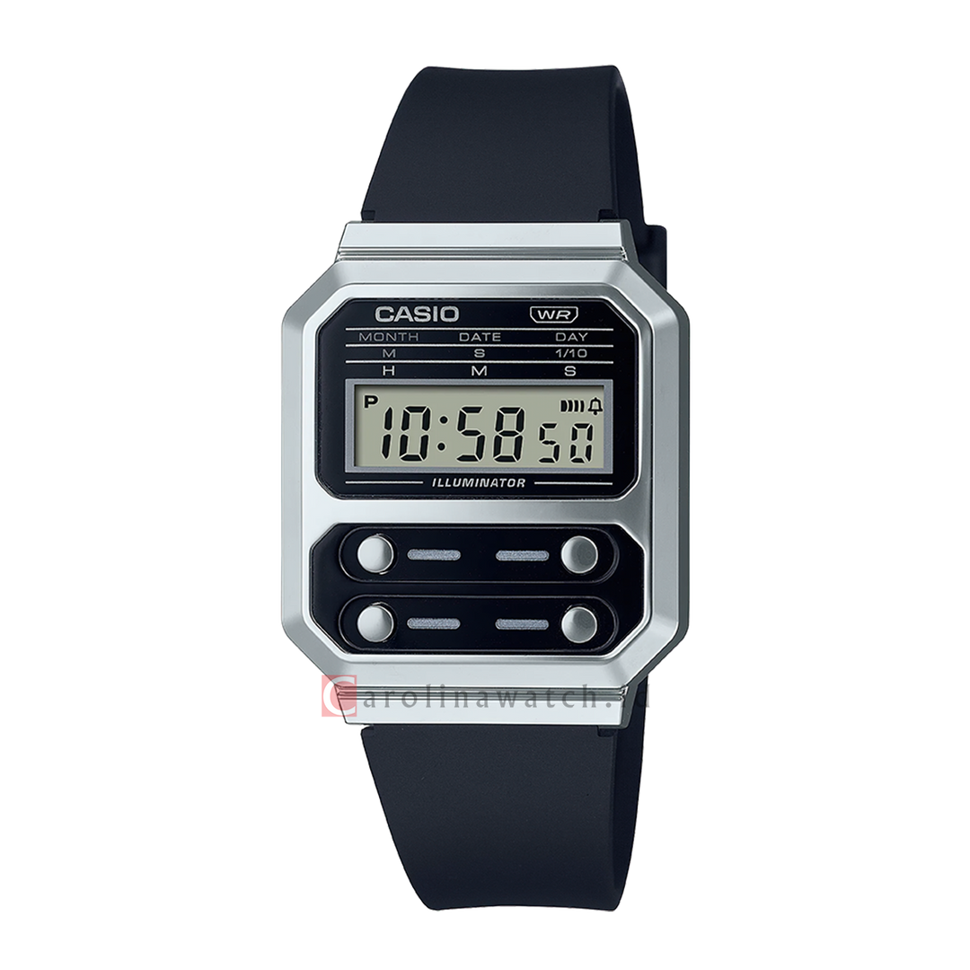 Jam Tangan Casio A100WEF-1A Unisex Digital Dial Black resin Band