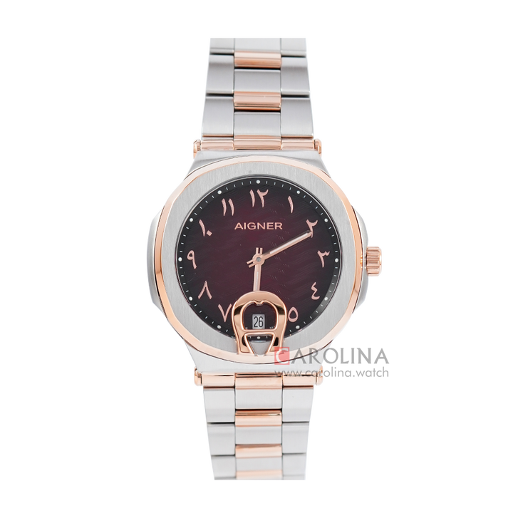 Jam Tangan AIGNER A113216 Women Brown Dial Dual Color Stainless Steel Strap