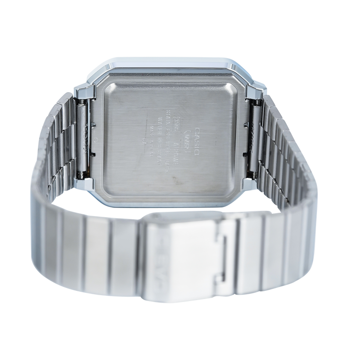 Jam Tangan Casio General A120WE-1A Unisex Digital Dial Grey Stainless Steel Band