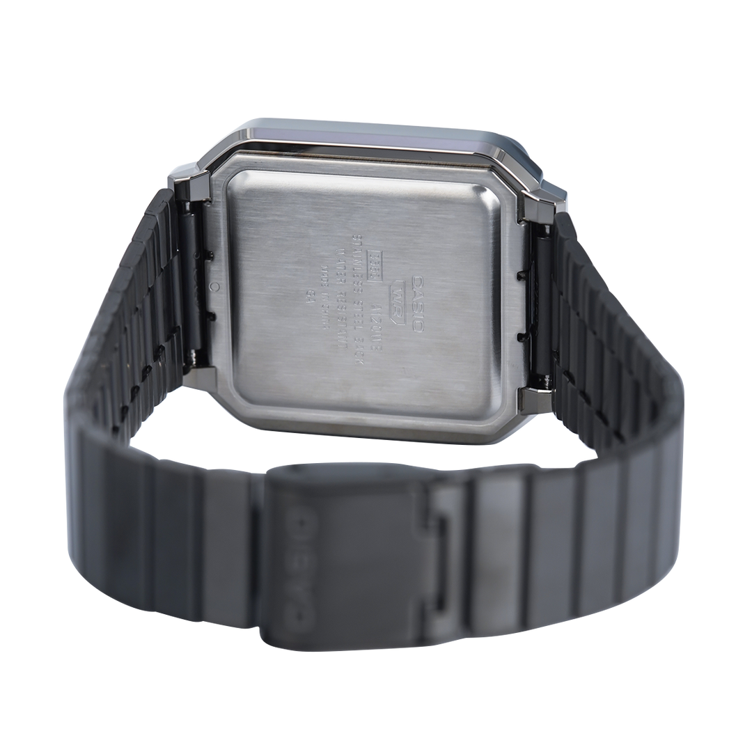 Jam Tangan Casio General A120WEGG-1B Unisex Digital Dial Black Stainless Steel Band