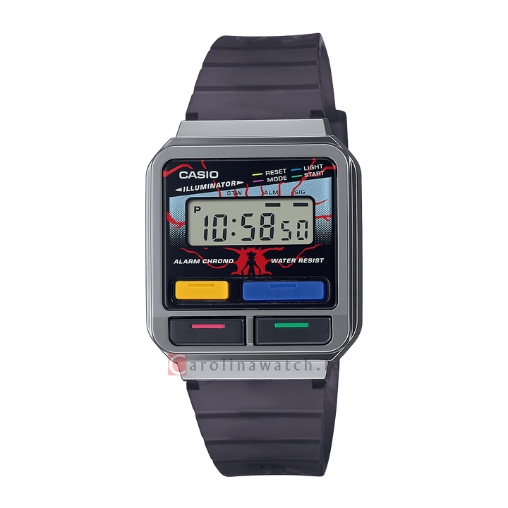 Jam Tangan Casio General A120WEST-1A Unisex Stranger Things Collaboration Digital Dial Black Transparent Band