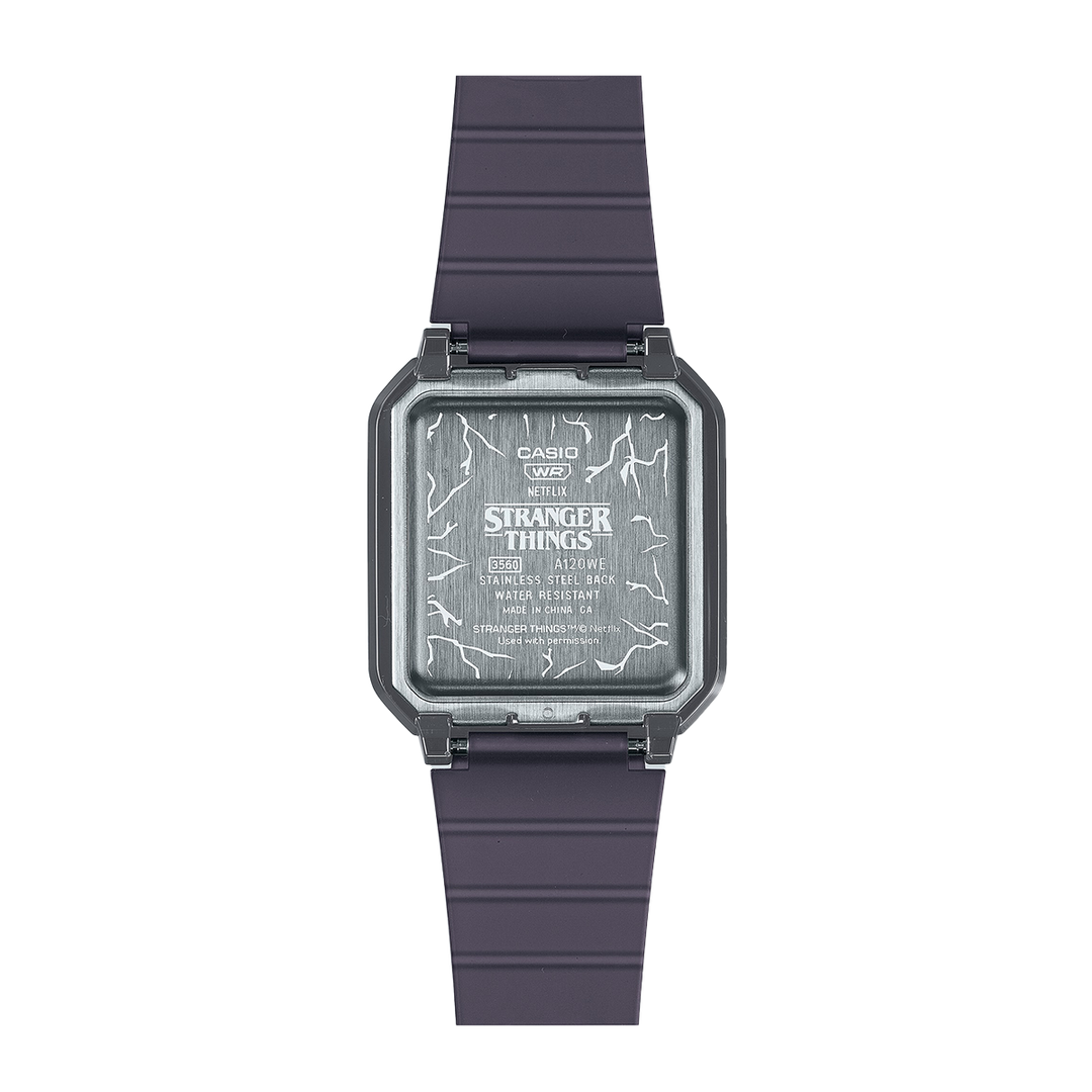 Jam Tangan Casio General A120WEST-1A Unisex Stranger Things Collaboration Digital Dial Black Transparent Band