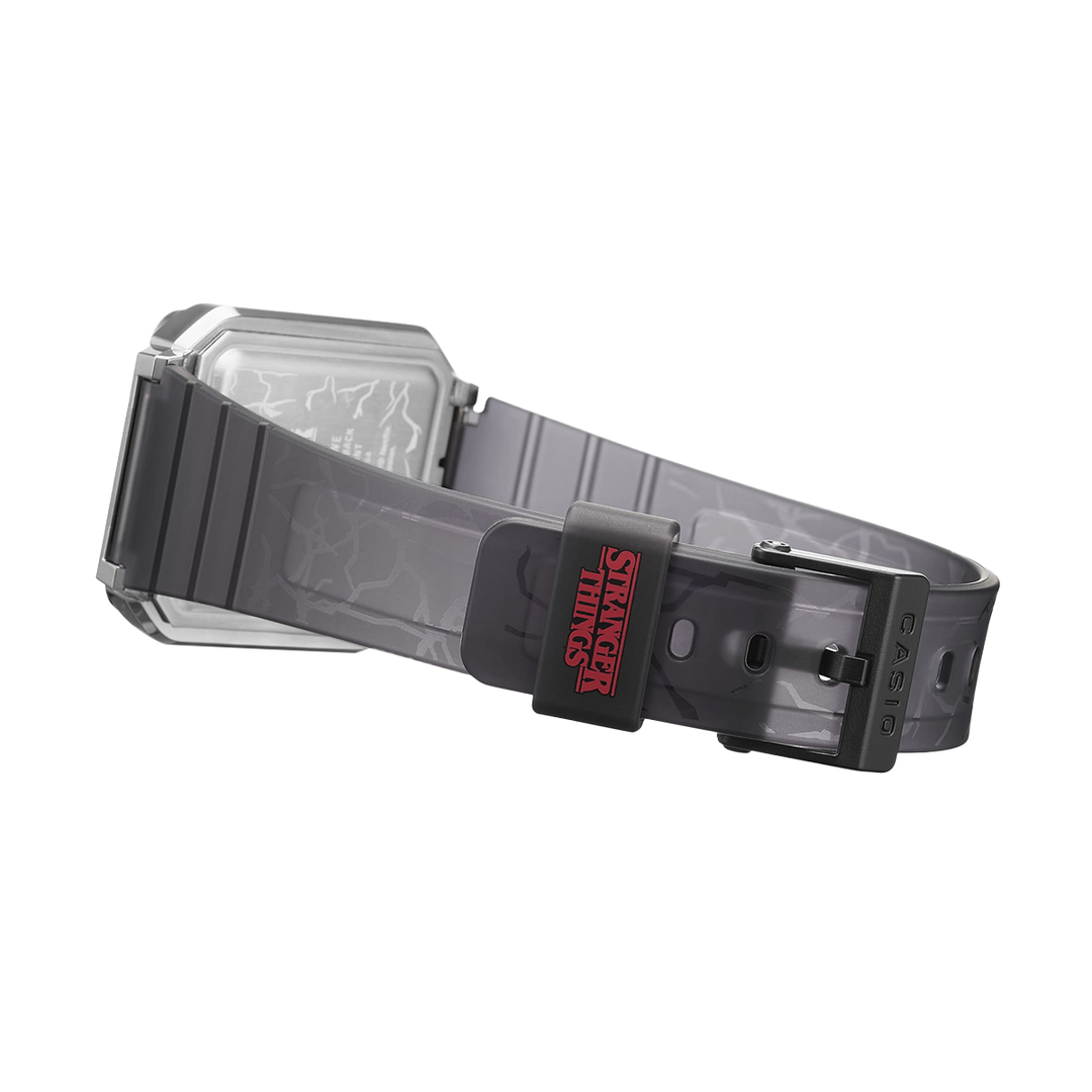 Jam Tangan Casio General A120WEST-1A Unisex Stranger Things Collaboration Digital Dial Black Transparent Band