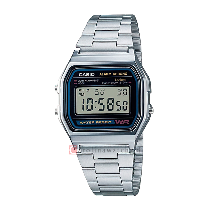 Jam Tangan Casio Vintage A158WA-1D Unisex Digital Dial Stainless Steel Strap