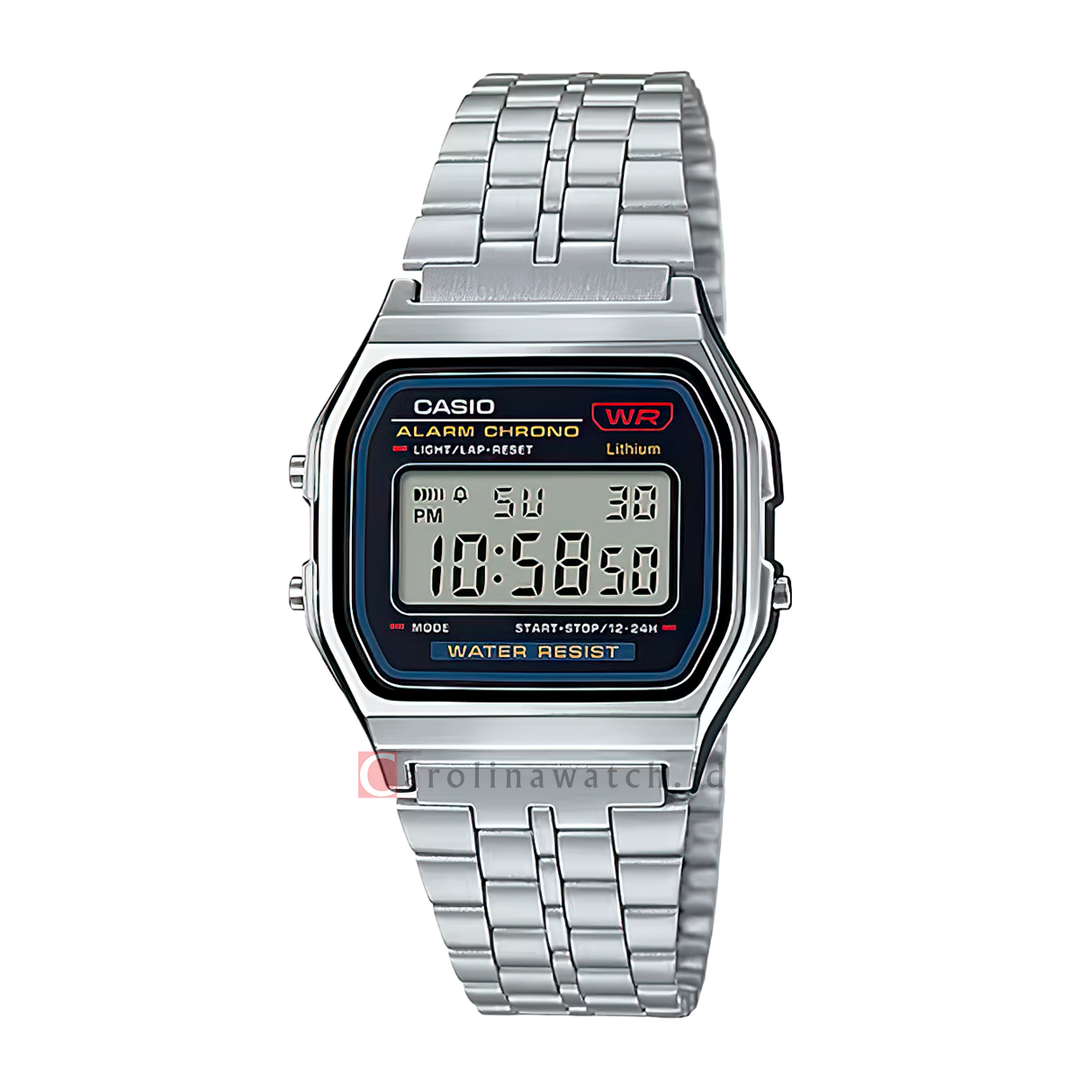 Jam Tangan Casio A159WA-N1 Unisex Digital Dial Stainless Steel Strap