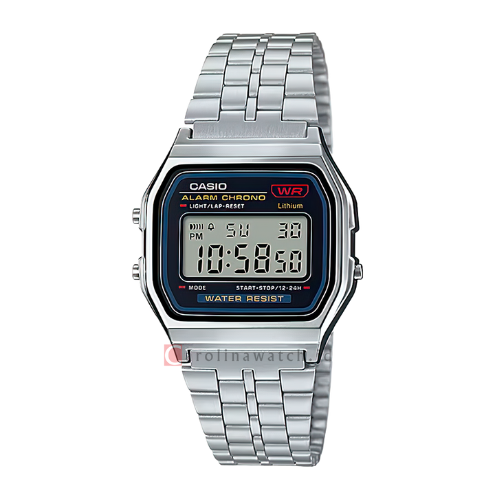 Jam Tangan Casio A159WA-N1 Unisex Digital Dial Stainless Steel Strap