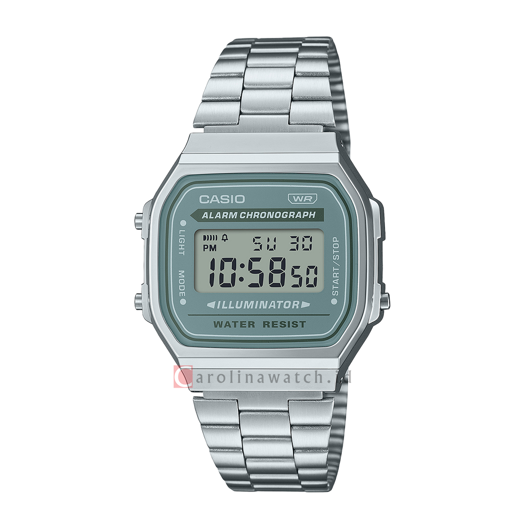 Jam Tangan Casio General A168WA-3AY Unisex Digital Dial Stainless Steel Band