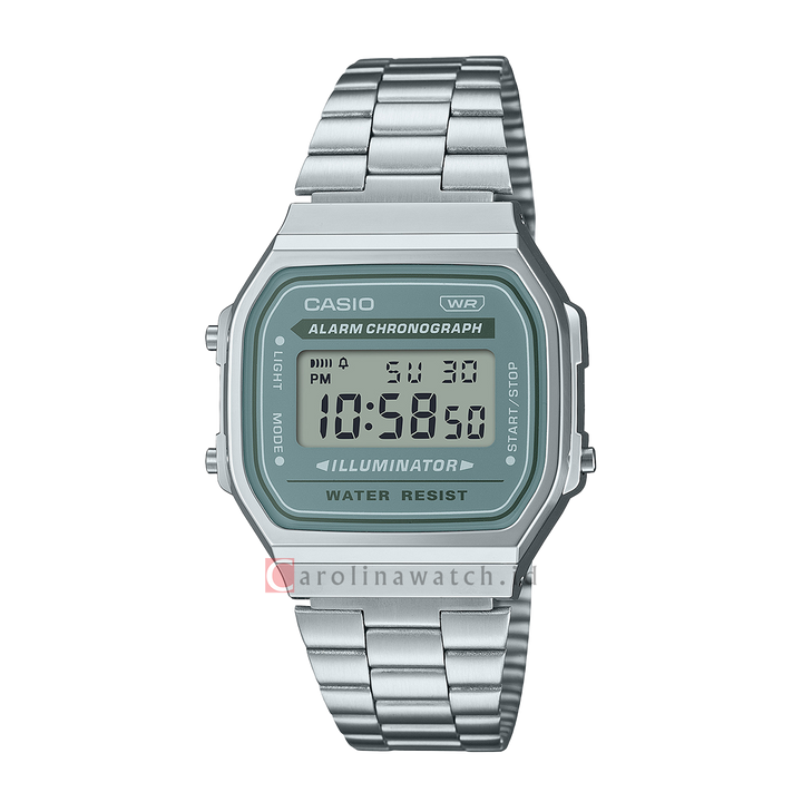 Jam Tangan Casio General A168WA-3AY Unisex Digital Dial Stainless Steel Band