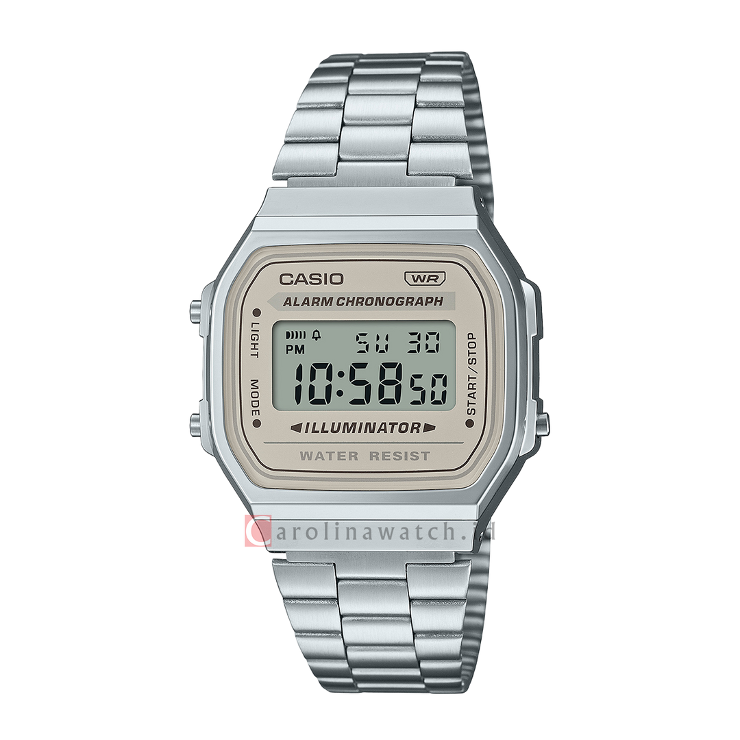 Jam Tangan Casio General A168WA-8AY Unisex Retro Digital Dial Stainless Steel Strap