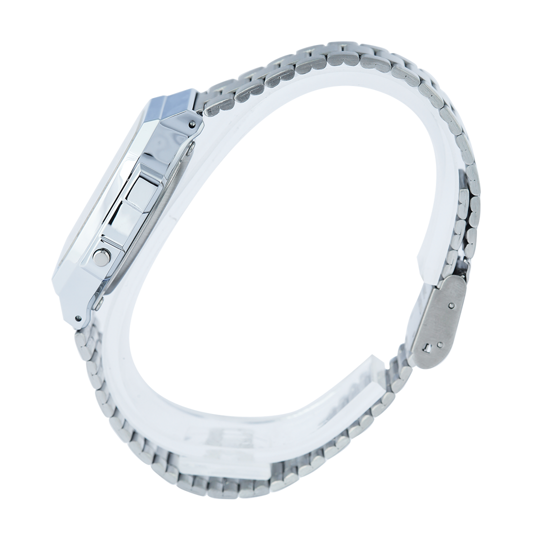 Jam Tangan Casio General A168WA-8AY Unisex Retro Digital Dial Stainless Steel Strap