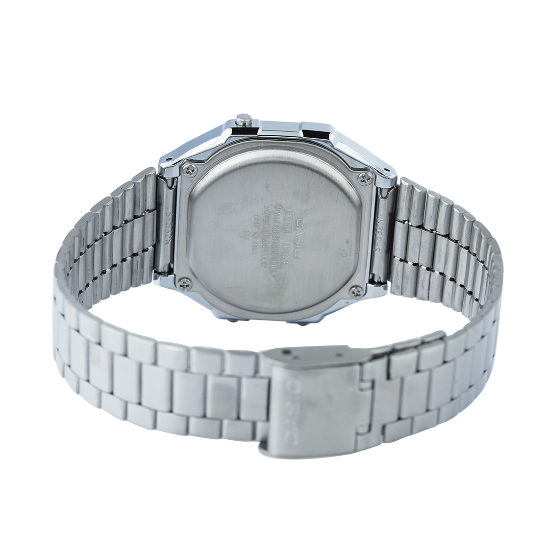 Jam Tangan Casio General A168WA-8AY Unisex Retro Digital Dial Stainless Steel Strap