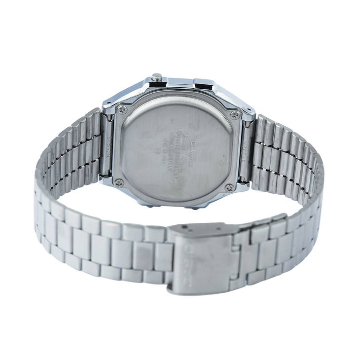 Jam Tangan Casio General A168WA-8AY Unisex Retro Digital Dial Stainless Steel Strap