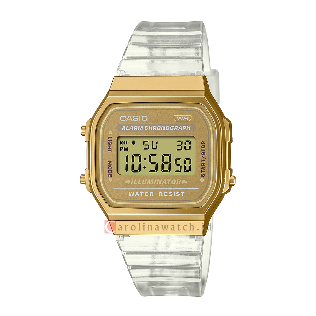 Jam Tangan Casio Vintage A168XESG-9A Unisex Digital Dial Transparent Resin Band