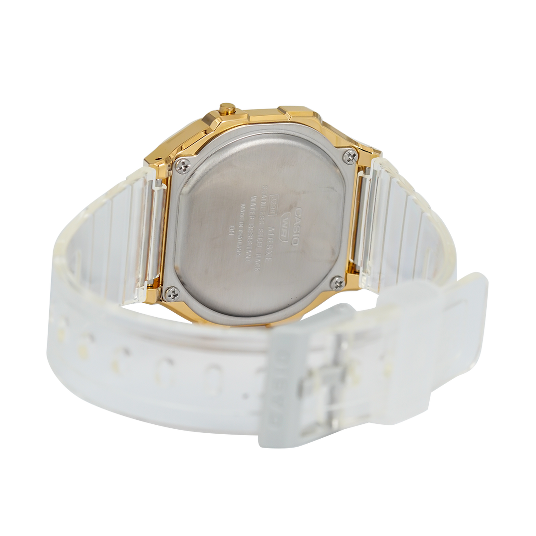 Jam Tangan Casio Vintage A168XESG-9A Unisex Digital Dial Transparent Resin Band