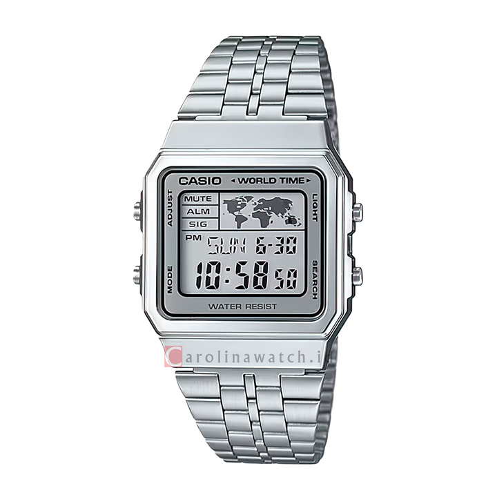 Jam Tangan Casio General A500WA-7D Unisex Digital Dial Stainless Steel Band