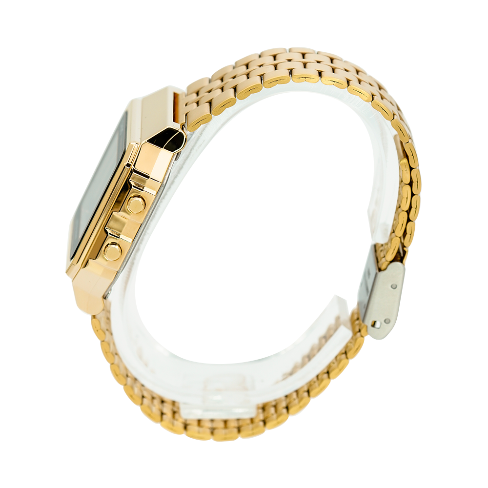 Jam Tangan Casio General A500WGA-1D Unisex Gold Digital Dial Gold Stainless Steel Band