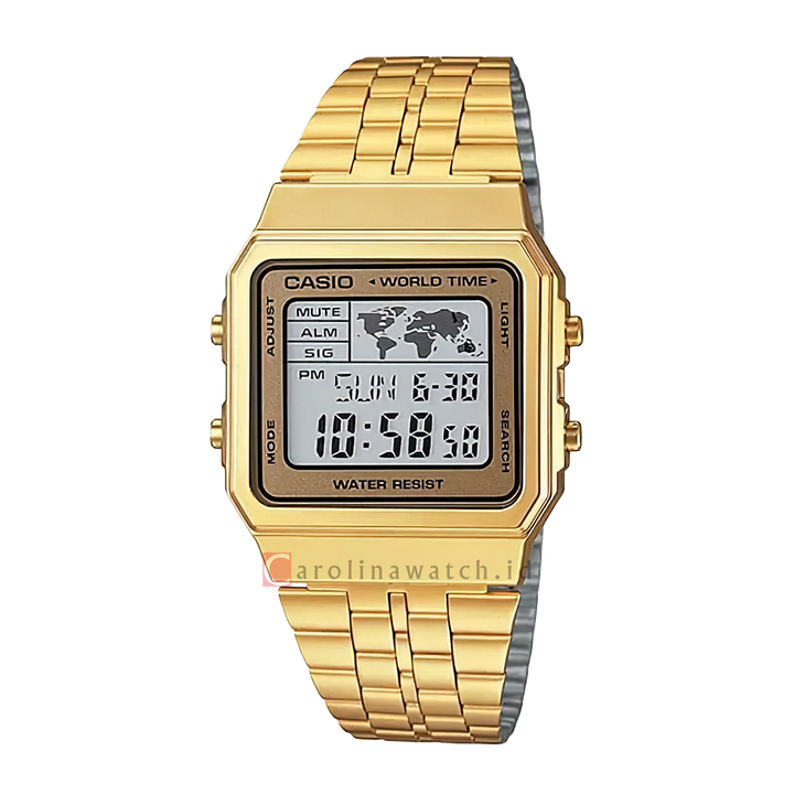 Jam Tangan Casio General A500WGA-9D Unisex Digital Dial Gold Stainless Steel Band