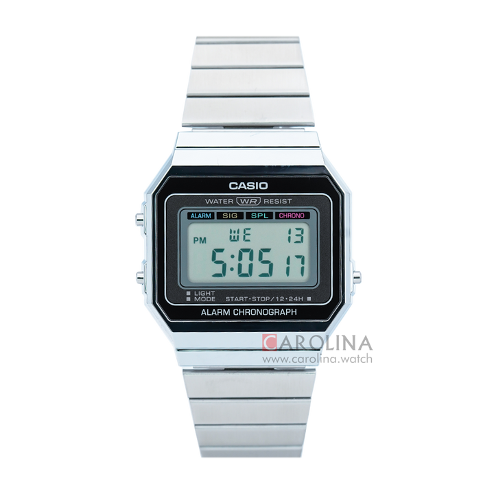 Jam Tangan Casio General A700W-1A Unisex Digital Dial Stainless Steel Band