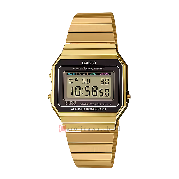 Jam Tangan Casio General A700WG-9A Unisex Digital Dial Gold Stainless Steel Band