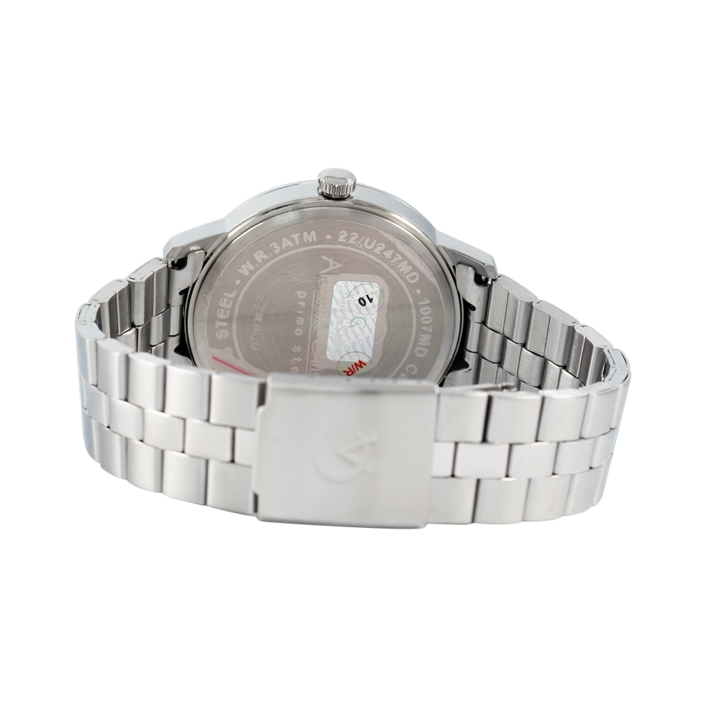 Jam Tangan Alexandre Christie Primo Steel AC 1007 MDBSSBA Men Black Dial Stainless Steel Strap