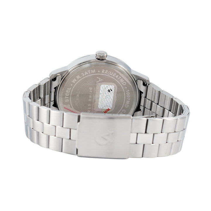 Jam Tangan Alexandre Christie Primo Steel AC 1007 MDBSSBA Men Black Dial Stainless Steel Strap