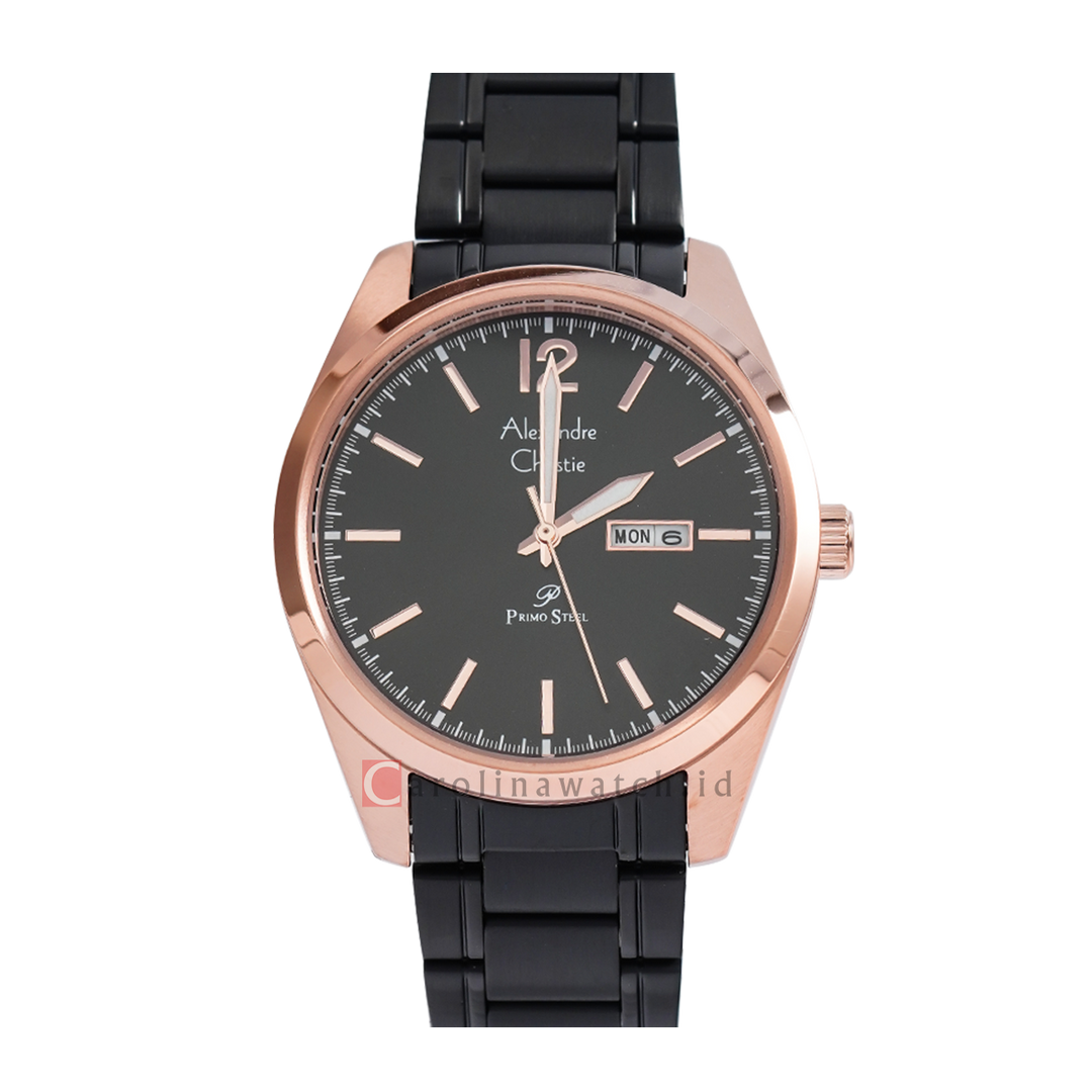 Jam Tangan Alexandre Christie Primo Steel AC 1012 MEBBRBA Men Black Dial Stainless Steel Strap