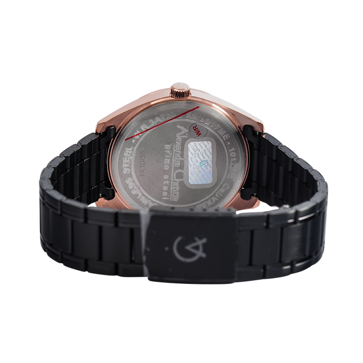 Jam Tangan Alexandre Christie Primo Steel AC 1012 MEBBRBA Men Black Dial Stainless Steel Strap