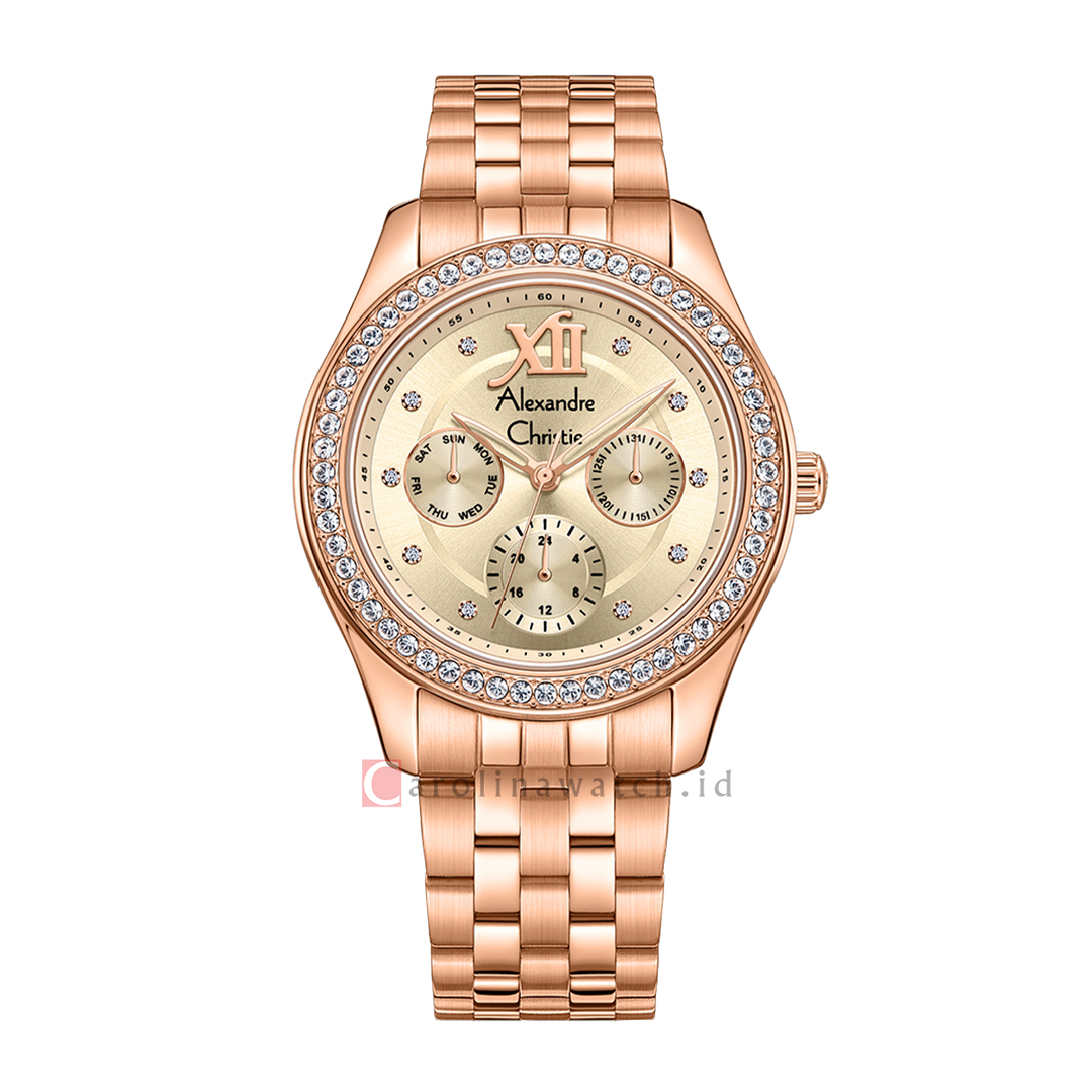 Jam Tangan Alexandre Christie AC 2496 BFBRGLN Rose Gold Dial Rose Gold Stainless Steel Strap