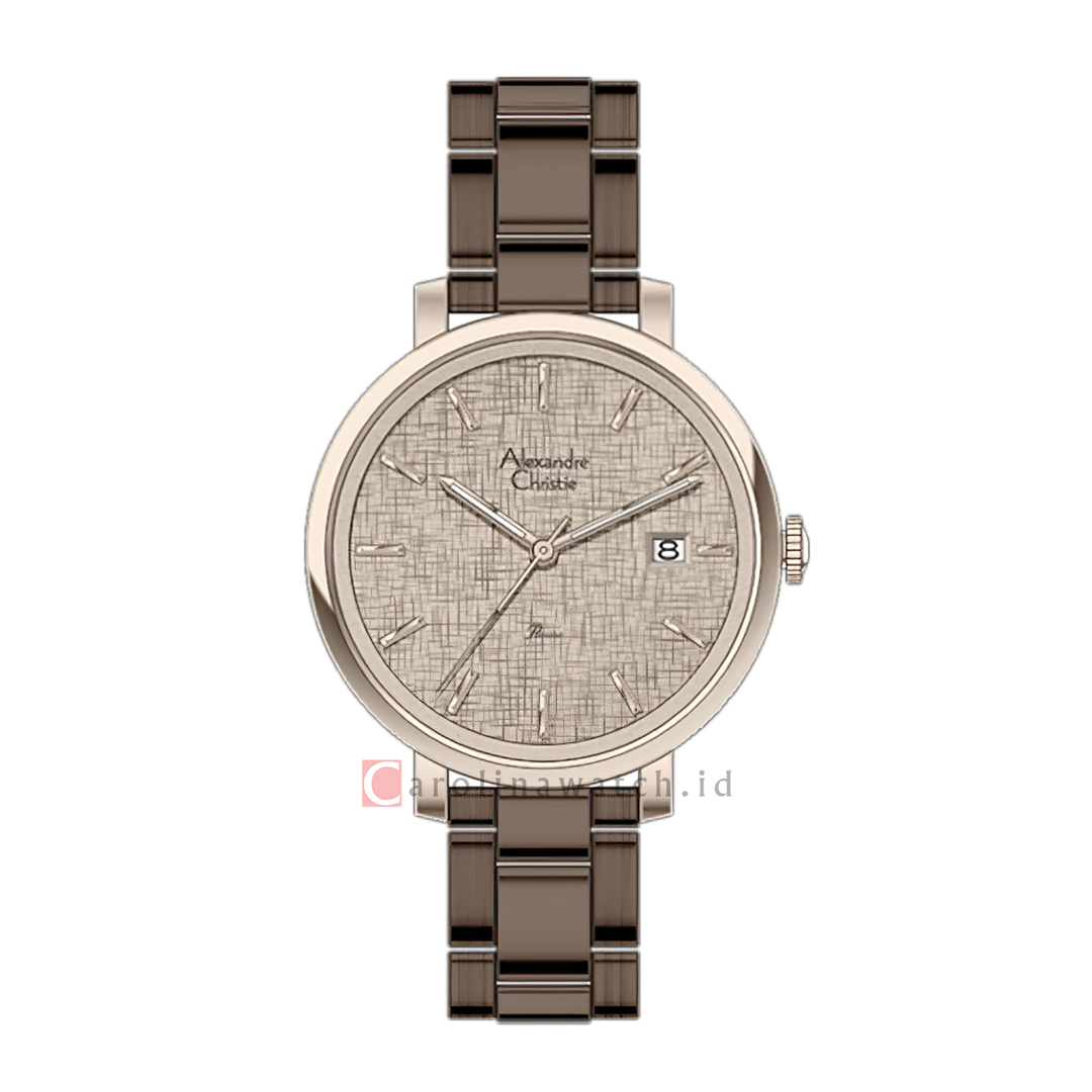 Jam Tangan Alexandre Christie Passion AC 2870 LDBROBO1 Women Brown Dial Brown Stainless Steel Strap