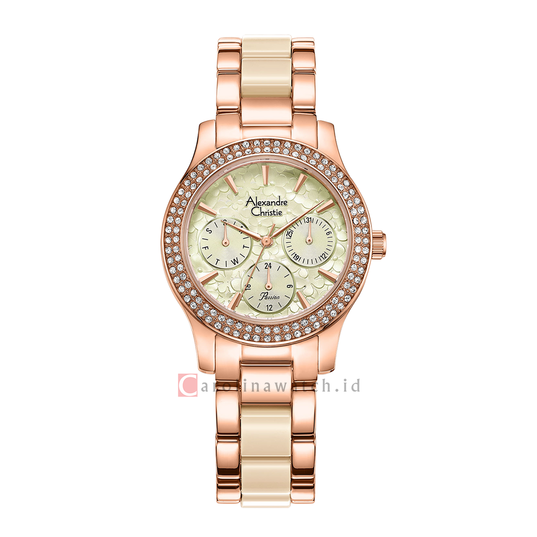 Jam Tangan Alexandre Christie Multifunction AC 2932 BFBRGIV Women Analog Dial Rose Gold Stainless Steel Strap