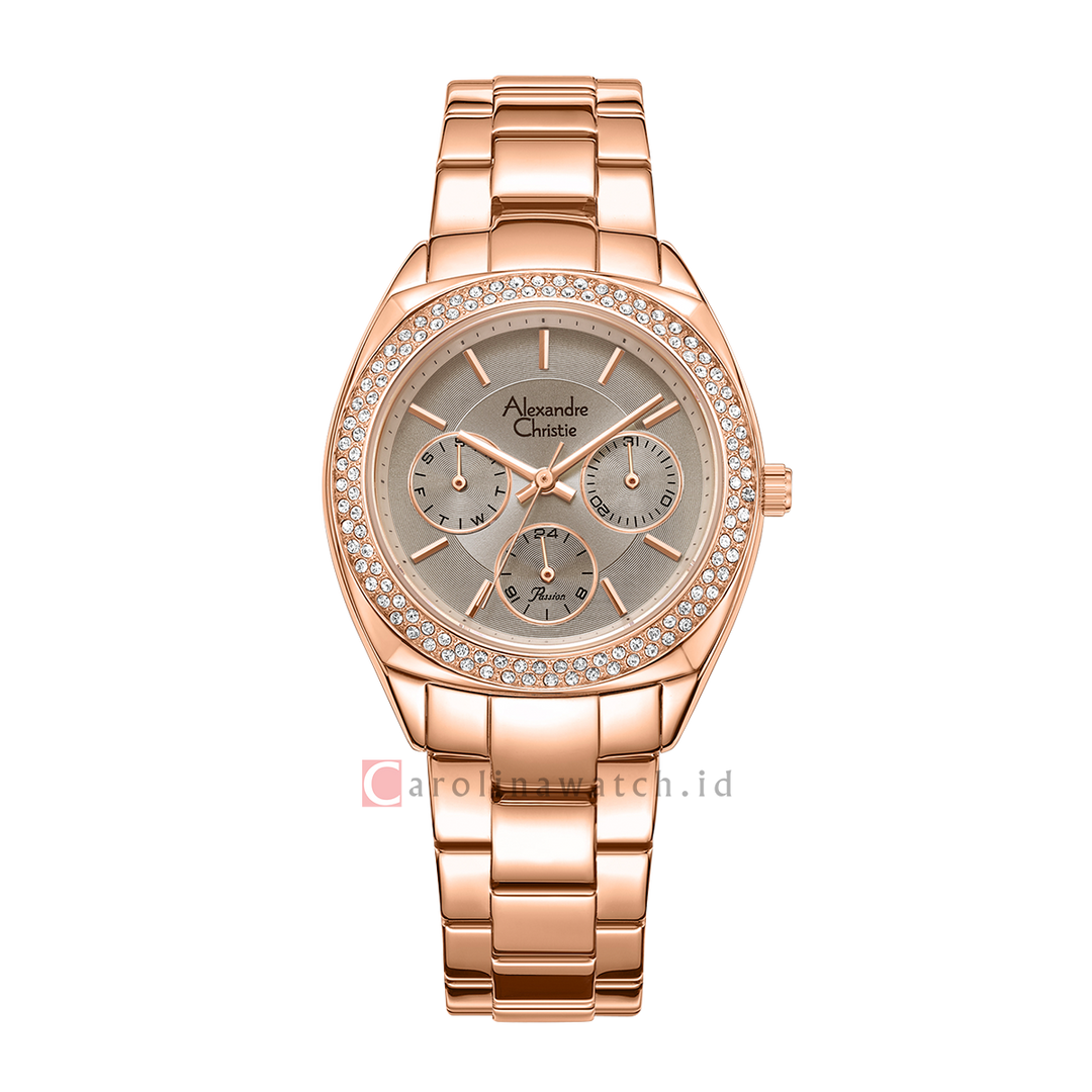 Jam Tangan Alexandre Christie Passion AC 2A36 BFBRGGR Women Grey Dial Rose Gold Stainless Steel Strap