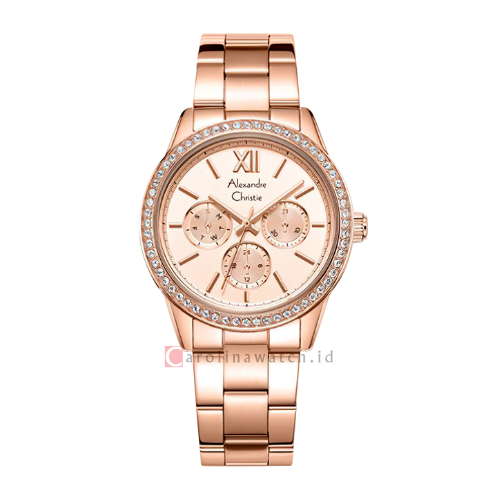 Jam Tangan Alexandre Christie Multifunction AC 2A46 BFBRGLN Women Rose Gold Dial Rose Gold Stainless Steel Strap