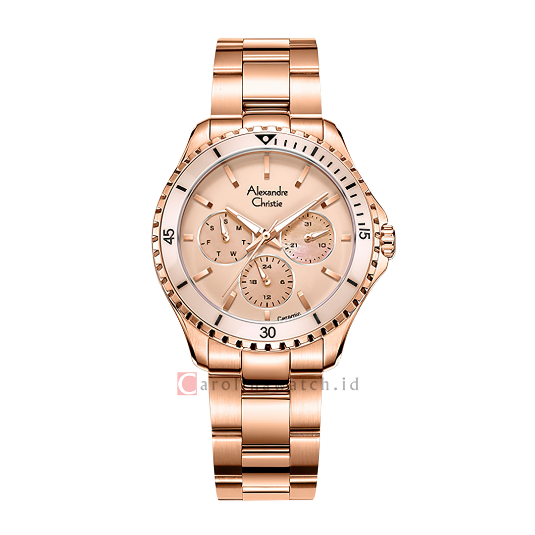 Jam Tangan Alexandre Christie Multifunction AC 2A54 BFBRGLK Women Rose Gold MOP Dial Rose Gold Stainless Steel Strap