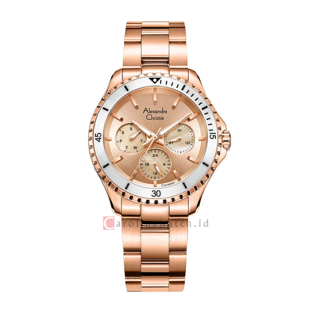 Jam Tangan Alexandre Christie Multifunction AC 2A54 BFBRGLNSL Women Rose Gold Dial Rose Gold Stainless Steel Strap