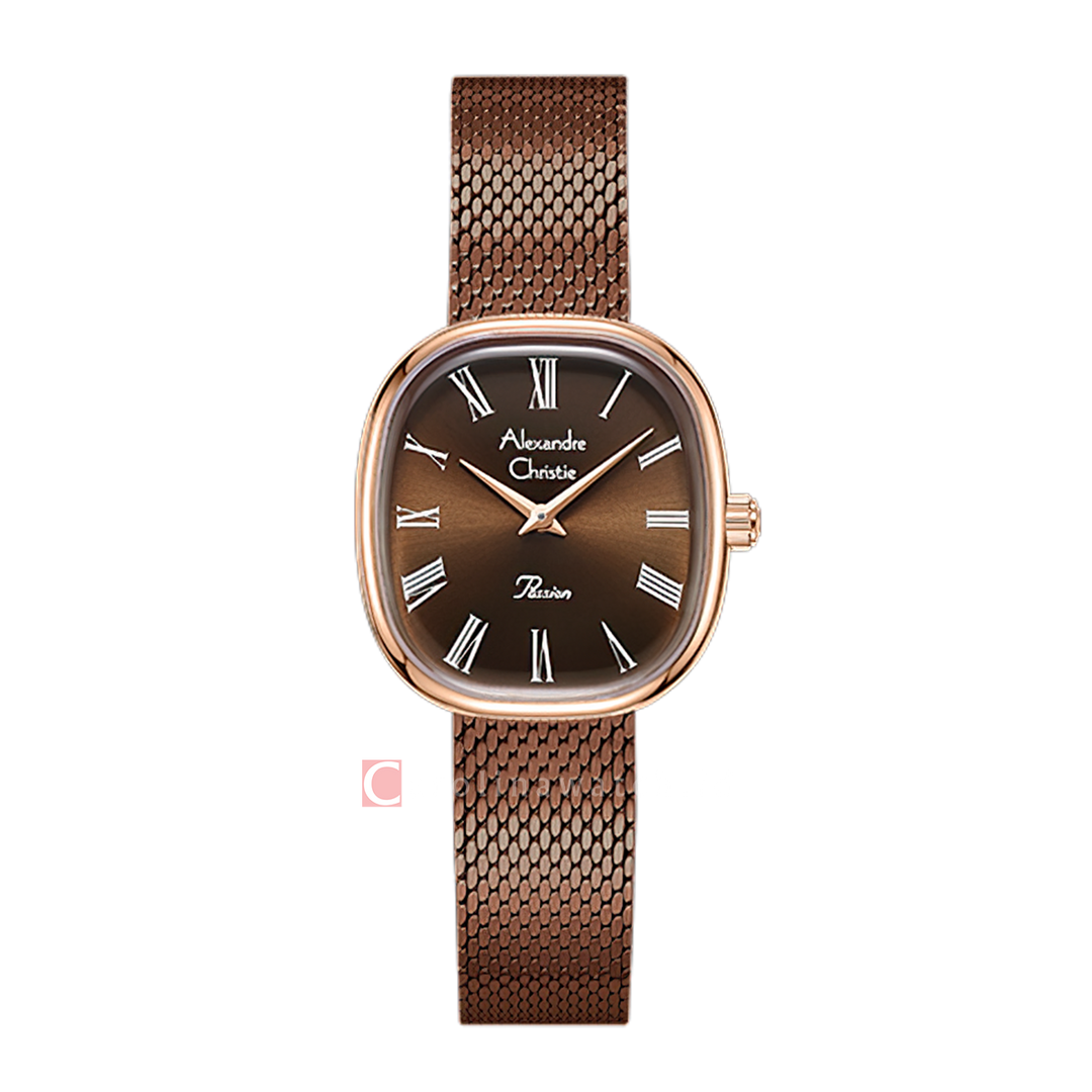 Jam Tangan Alexandre Christie Passion AC 2B93 LHBROBO Women Brown Dial Brown Stainless Steel Strap