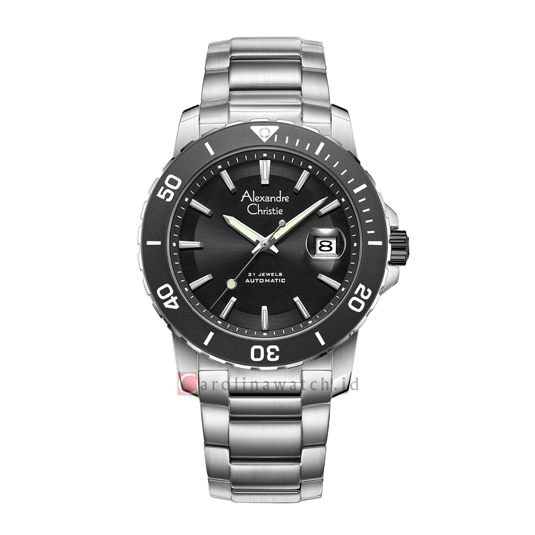 Jam Tangan Alexandre Christie AC 6141 MABTBBA Men Black Dial Stainless Steel Strap