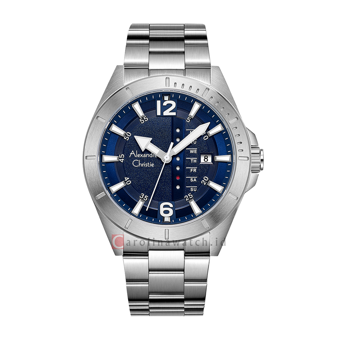 Jam Tangan Alexandre Christie AC 6535 MEBSSBU Men Blue Dial Stainless Steel Strap