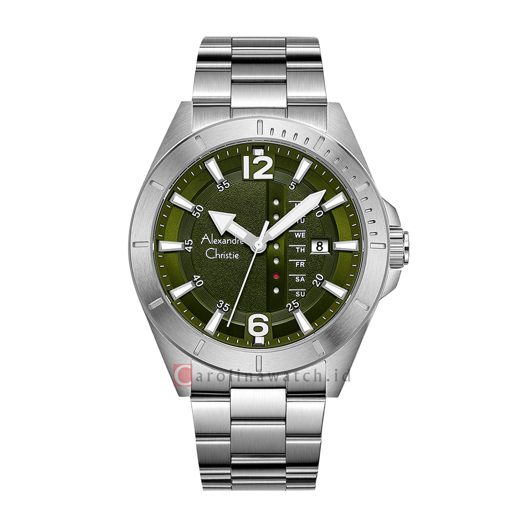 Jam Tangan Alexandre Christie AC 6535 MEBSSGN Men Green Dial Stainless Steel Strap