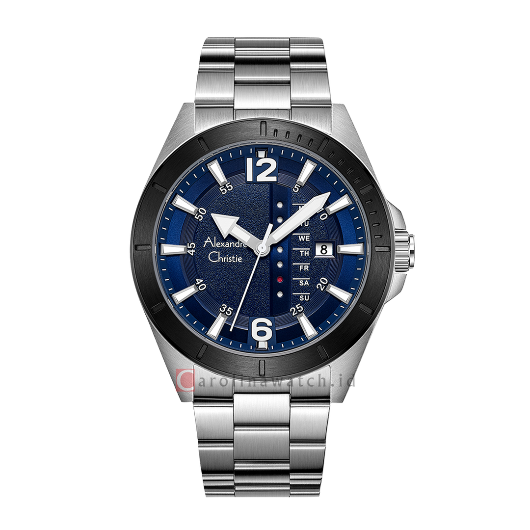 Jam Tangan Alexandre Christie AC 6535 MEBTBBU Men Blue Dial Stainless Steel Strap