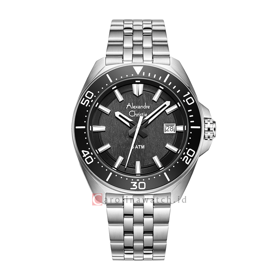 Jam Tangan Alexandre Christie AC 6687 MDBTBBA Men Black Dial Stainless Steel Strap