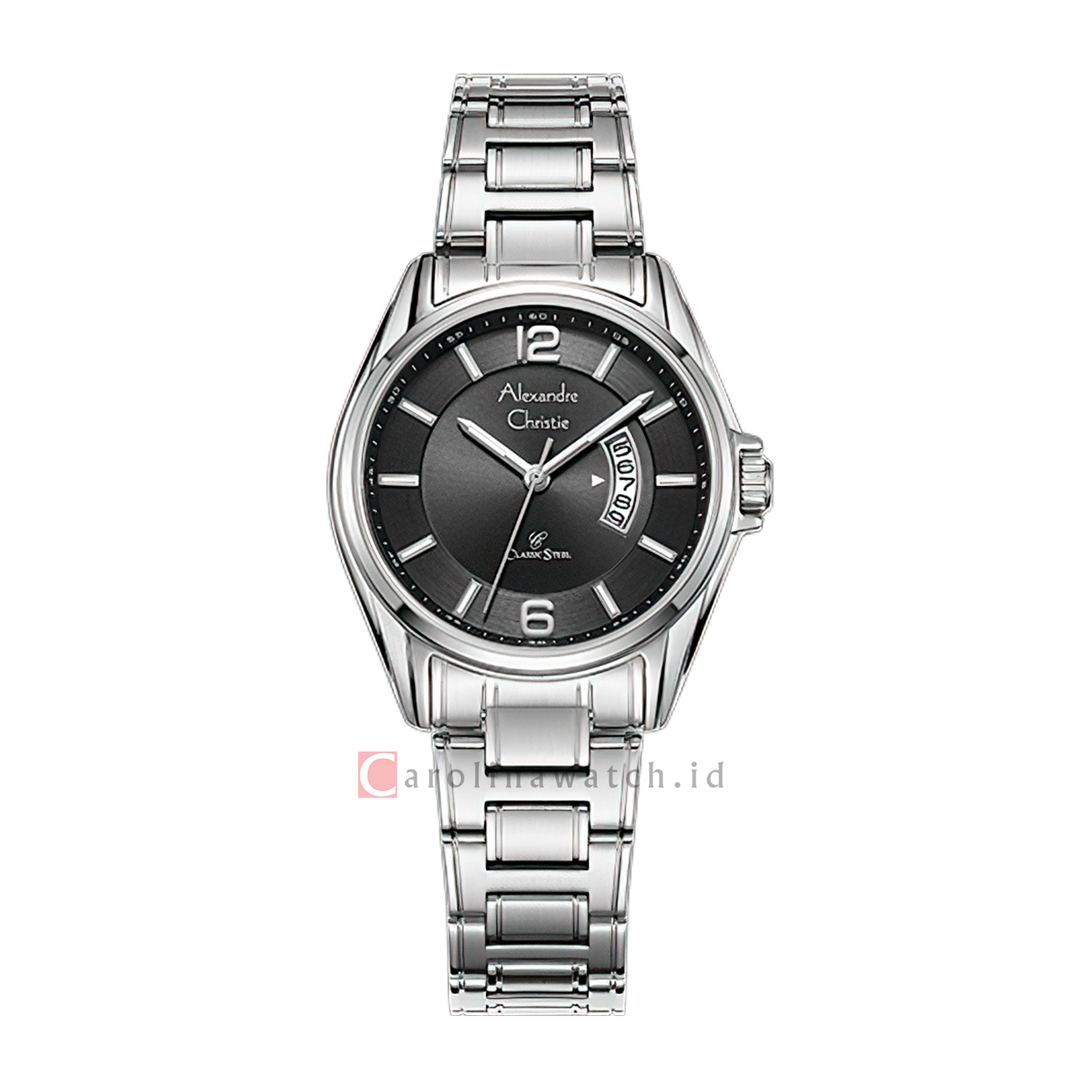 Jam Tangan Alexandre Christie Classic Steel AC 8684 LDBSSBA Women Black Dial Stainless Steel Strap