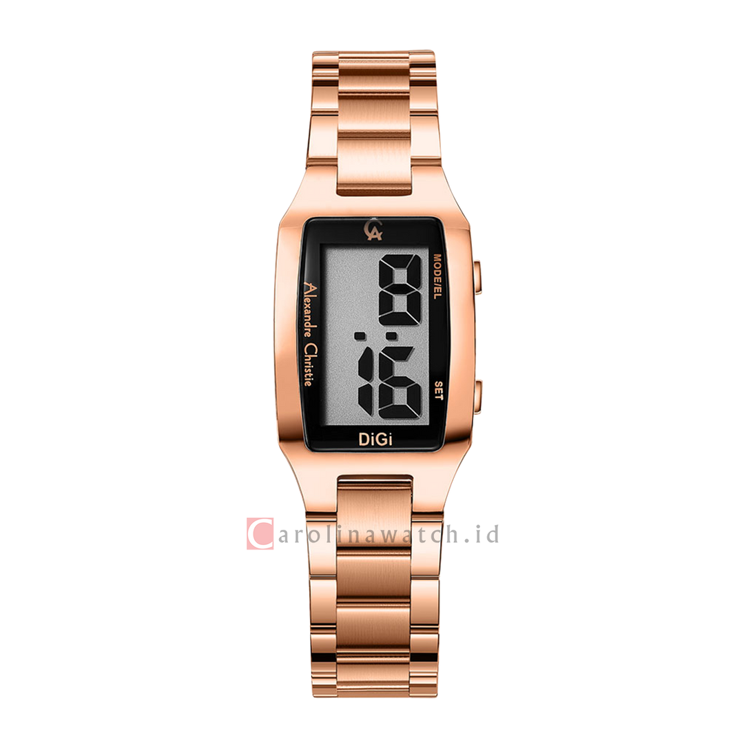 Jam Tangan Alexandre Christie Digi AC 9345 LHBRGSL Women Digital Dial Rose Gold Stainless Steel Strap