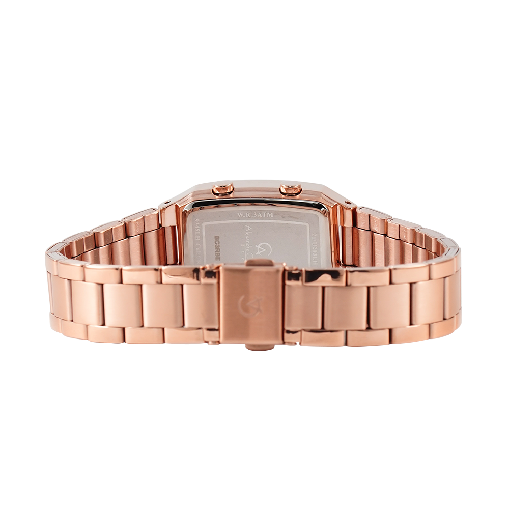 Jam Tangan Alexandre Christie Digi AC 9345 LHBRGSL Women Digital Dial Rose Gold Stainless Steel Strap
