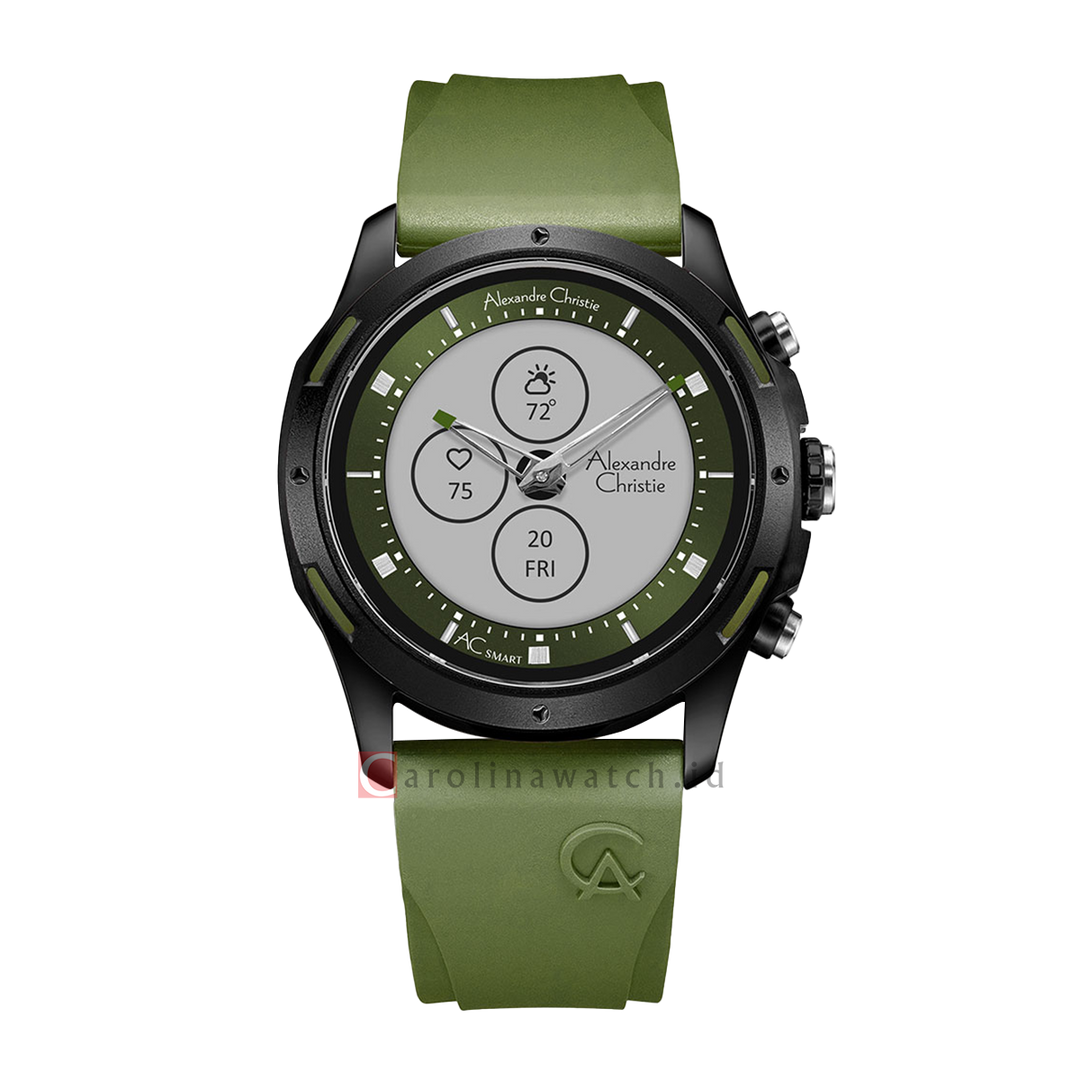 Jam Tangan Alexandre Christie Smartwatch AC S002 MFRIPGN Men Digital-Analog Dial Green Rubber Strap