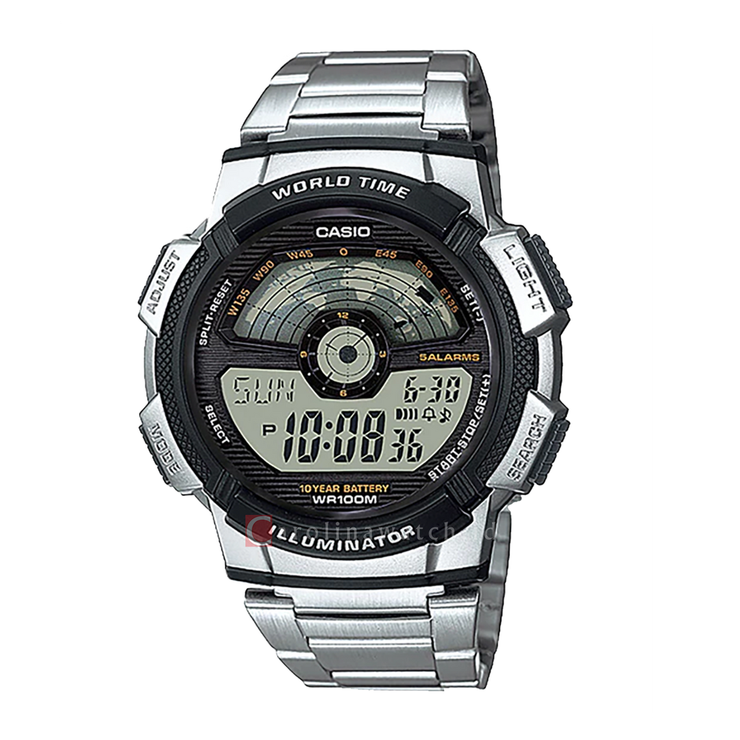Jam Tangan Casio General AE-1100WD-1A Men Digital Dial Stainless Steel Band