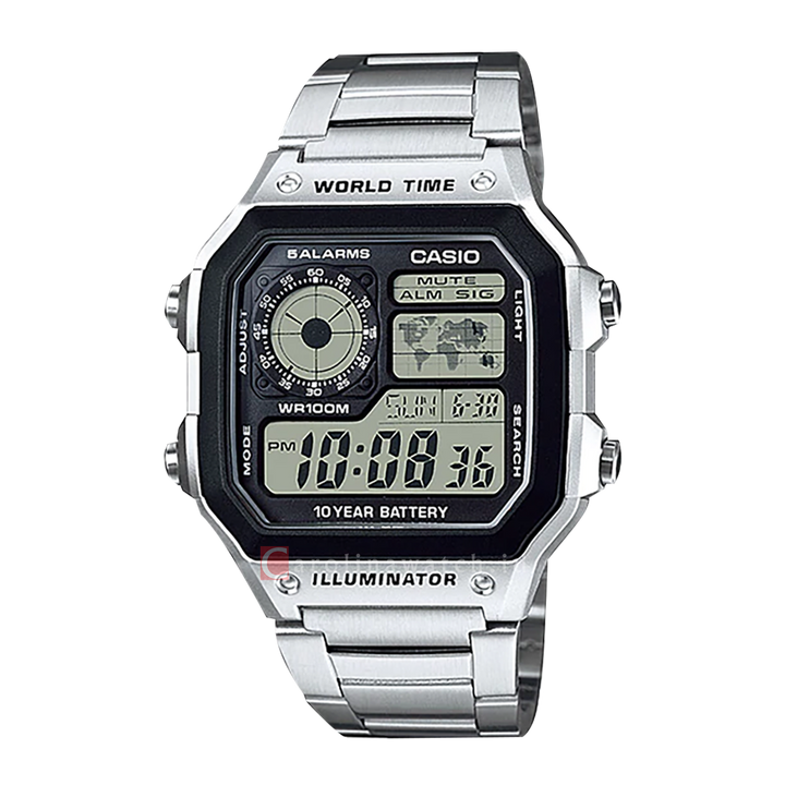 Jam Tangan Casio General AE-1200WHD-1A Men Digital Dial Stainless Steel Strap