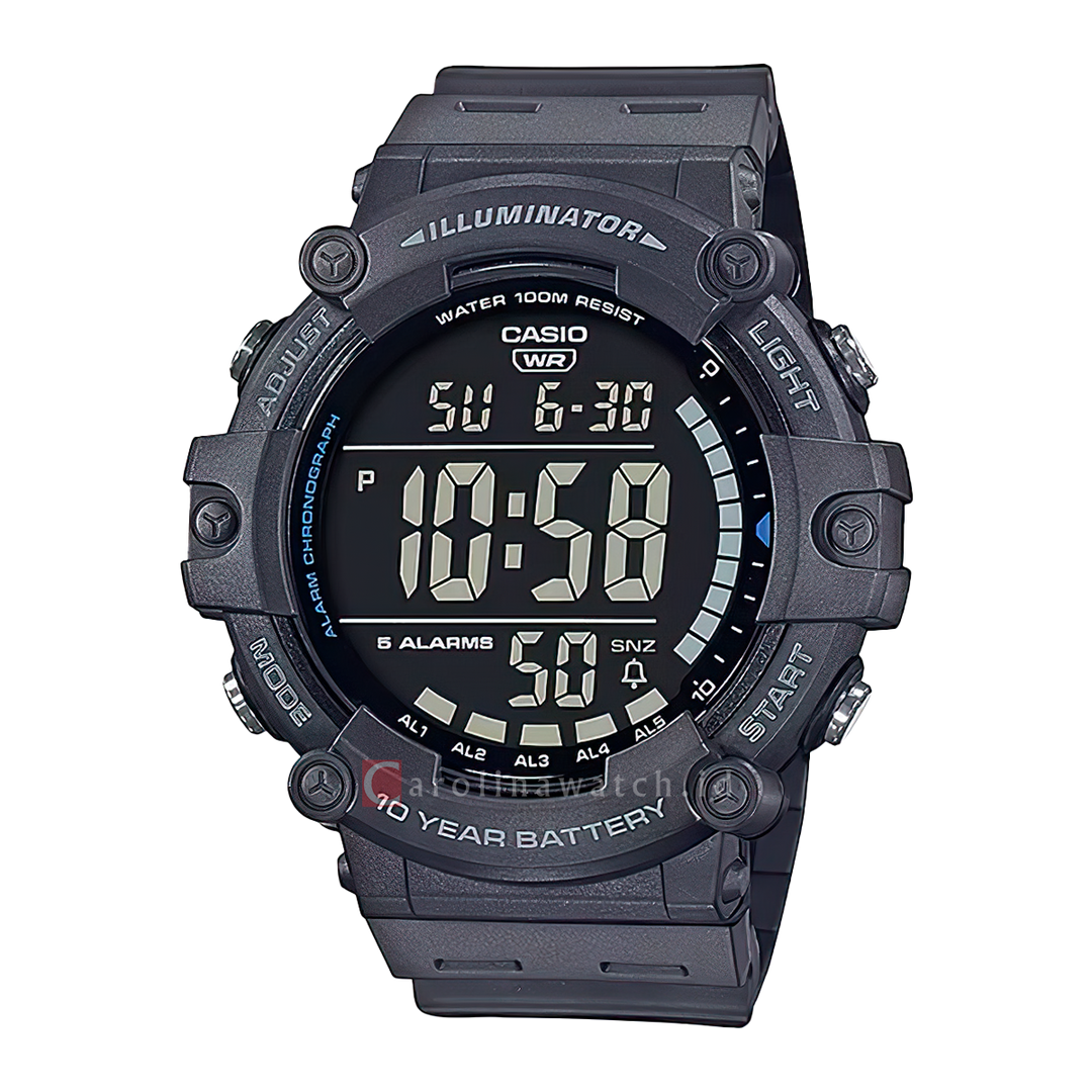 Jam Tangan Casio Standard AE-1500WH-8B Men Black Digital Dial Grey Resin Band