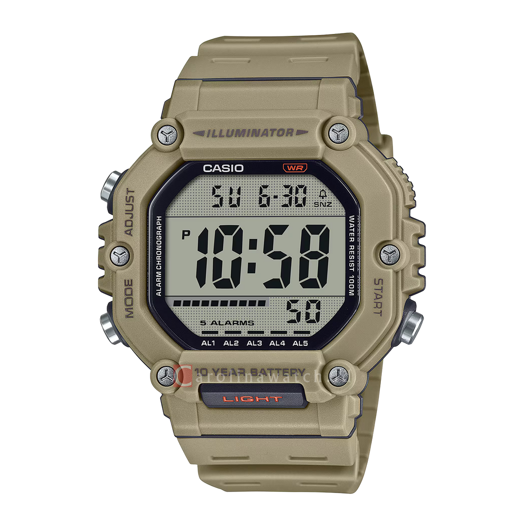 Jam Tangan Casio AE-1600H-5A Men 10 Year Battery Life Brown Dial Brown Rubber Band