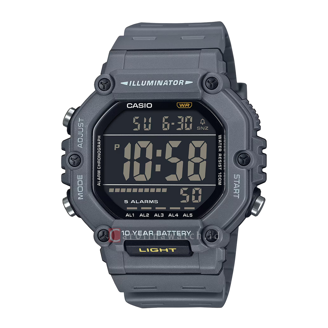 Jam Tangan Casio AE-1600H-8B Men 10 Year Battery Life Grey Dial Brown Rubber Band